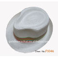 Cheap chapéu de fedora branco com banda de tira com design personalizado logotipo chapéu de palha de papel